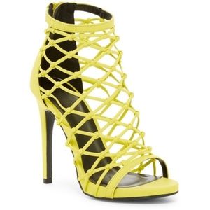 Wild Diva Yellow Caged Heels